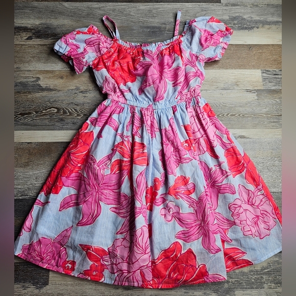 Vineyard Vines Kentucky Derby Off-Shoulder Dress Youth L Roses And Posies